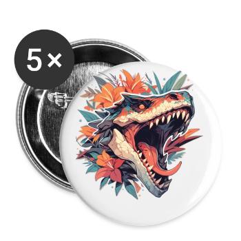 Dinosaurier Trex Dinos Dinosaurus Dino Baby - Buttons klein 25 mm (5er Pack) - Weiß - Vorne