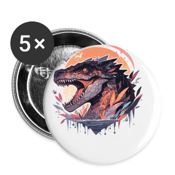 Dinosaurier Trex Dinos Dinosaurus Dino Baby - Buttons klein 25 mm (5er Pack) - Weiß - Vorne