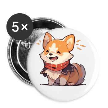 Corgi - Lot de 5 petits badges (25 mm) - blanc - Devant