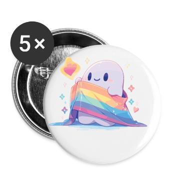 Gespenst Lgbt Geist Lgbt Fahne - Buttons klein 25 mm (5er Pack) - Weiß - Vorne