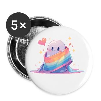 Gespenst Lgbt Geist Lgbt Fahne - Buttons klein 25 mm (5er Pack) - Weiß - Vorne