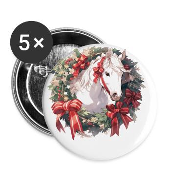 Horse Horses Christmas Riding Equestrian Sports - Buttons small 1''/25 mm (5-pack) - white - Front