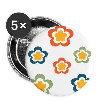 70s Flower Pattern Retro Hippie Flowers Power - Buttons small 1''/25 mm (5-pack) - white - Front