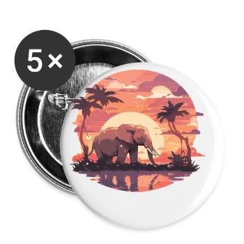 Elephant, Elephant, Pachyderm, Animal, Africa, Safari - Buttons small 1''/25 mm (5-pack) - white - Front