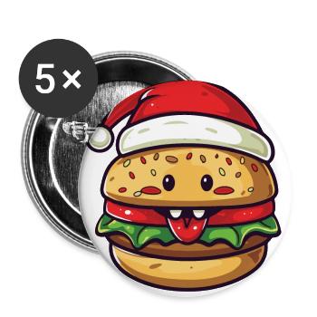 Burgers Christmas Food - Buttons small 1''/25 mm (5-pack) - white - Front