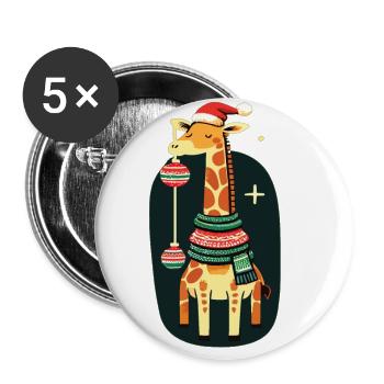 Giraffe, Giraffe, Christmas, Africa, Animals - Buttons small 1''/25 mm (5-pack) - white - Front