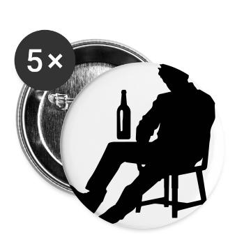 Besoffener Mann Saufen Drunk - Buttons klein 25 mm (5er Pack) - Weiß - Vorne