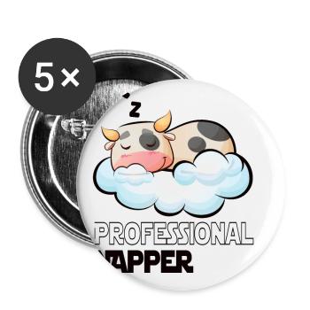 Professinonal Napper Cow Sleeping Late Riser - Buttons small 1''/25 mm (5-pack) - white - Front