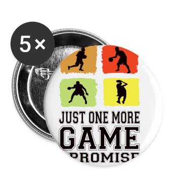 Just One More Game I Promise Basketballer Trikot - Buttons klein 25 mm (5er Pack) - Weiß - Vorne