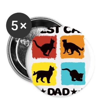 Best Cat Dad - Buttons klein 25 mm (5er Pack) - Weiß - Vorne
