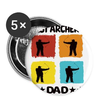 Meilleur père de tir à l’arc - Lot de 5 petits badges (25 mm) - blanc - Devant
