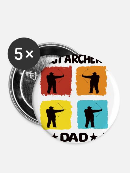 Best Archery Dad - Buttons klein 25 mm (5er Pack) - Weiß