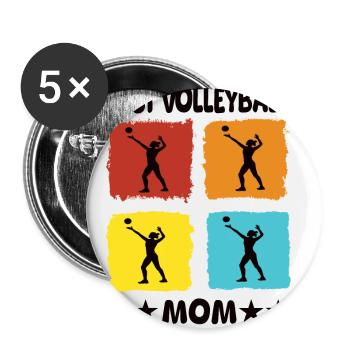 Best Volleyball Mom - Buttons klein 25 mm (5er Pack) - Weiß - Vorne