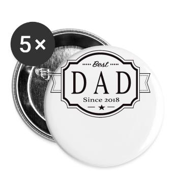 Best dad since 2018 - Buttons small 1''/25 mm (5-pack) - white - Front
