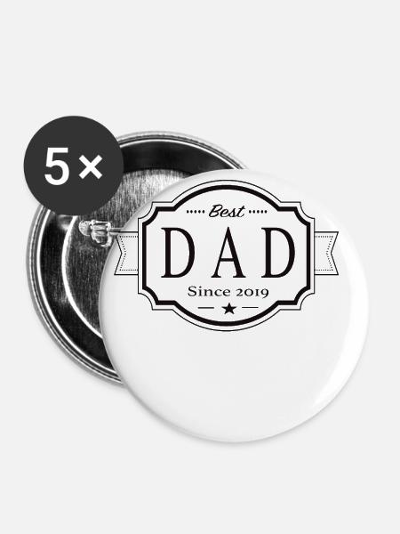 Bester Papa seit 2019 - Buttons klein 25 mm (5er Pack) - Weiß