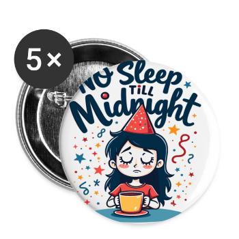 No Sleep Till Midnight - Buttons small 1''/25 mm (5-pack) - white - Front