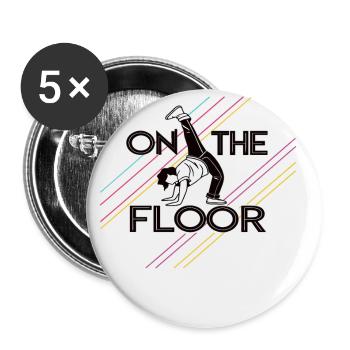 Sur le sol - Conception Breakdance Cool - Lot de 5 petits badges (25 mm) - blanc - Devant