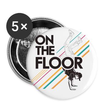 Sur le sol - Conception Breakdance Cool - Lot de 5 petits badges (25 mm) - blanc - Devant