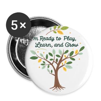 Spielend Lernen und Wachsen – Kindermotiv Design - Buttons klein 25 mm (5er Pack) - Weiß - Vorne