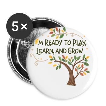 Learning and growing through play – children's motif design - Buttons small 1''/25 mm (5-pack) - white - Front