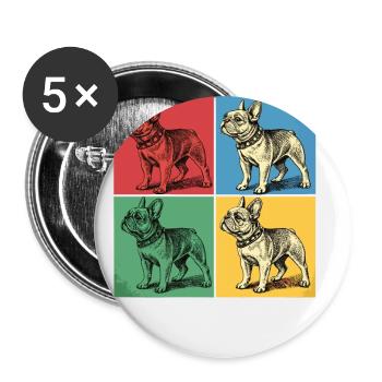 Französische Bulldogge Pop-Art Design - Buttons klein 25 mm (5er Pack) - Weiß - Vorne