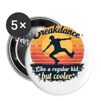 Breakdance Retro Design – Tenue cool pour les danseuses - Lot de 5 petits badges (25 mm) - blanc - Devant