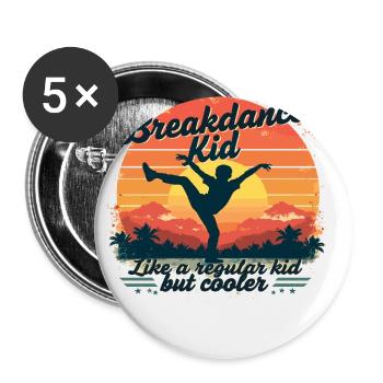 Breakdance Retro Design – Tenue cool pour les danseuses - Lot de 5 petits badges (25 mm) - blanc - Devant
