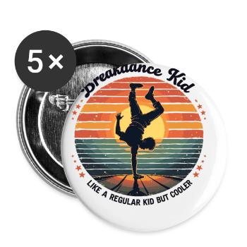 Breakdance Retro Design – Tenue cool pour les danseuses - Lot de 5 petits badges (25 mm) - blanc - Devant