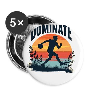 Dominate or Drown – Sporty motif for athletes - Buttons small 1''/25 mm (5-pack) - white - Front