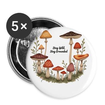 Pilz Pilze Retro Wald Motiv für Naturliebhaber - Buttons klein 25 mm (5er Pack) - Weiß - Vorne
