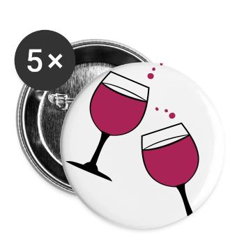 Cheers glasses of red wine drinks - Buttons small 1''/25 mm (5-pack) - white - Front