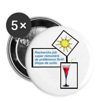 Recherche job ... de préférence fictif. - Lot de 5 petits badges (25 mm) - blanc - Devant