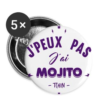 j'peux pas j'ai mojito - Lot de 5 petits badges (25 mm) - blanc - Devant