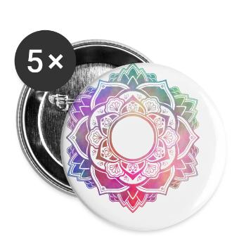 Mandala No. 4 Rainbow - Buttons klein 25 mm (5er Pack) - Weiß - Vorne