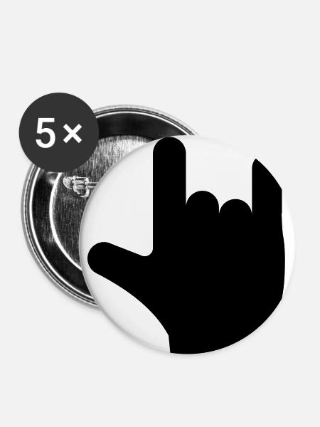 Rock n Roll Hand - Buttons klein 25 mm (5er Pack) - Weiß