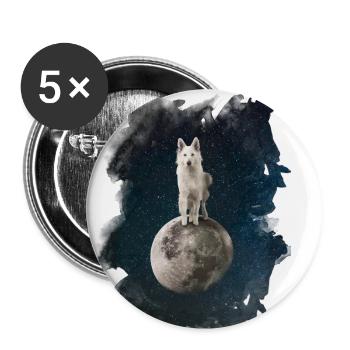 Mystical Wolf - Buttons small 1''/25 mm (5-pack) - white - Front