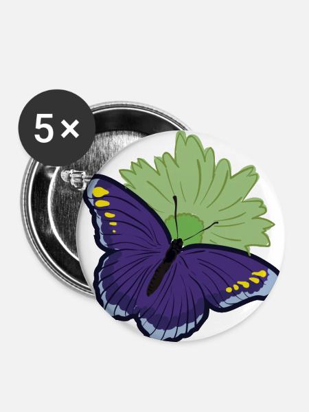Schmetterling Falter - Buttons klein 25 mm (5er Pack) - Weiß