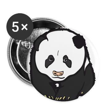 Panda Bär - Buttons klein 25 mm (5er Pack) - Weiß - Vorne