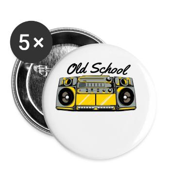 Old School Boom Box für Hip Hop Musik - Buttons klein 25 mm (5er Pack) - Weiß - Vorne