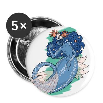 Feminist Mermaid - Buttons small 1''/25 mm (5-pack) - white - Front