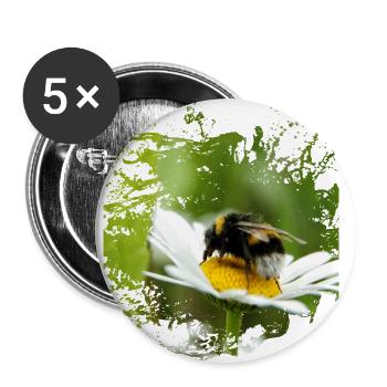 Hummeln sind die fleißigen Schwestern der Bienen. - Buttons klein 25 mm (5er Pack) - Weiß - Vorne