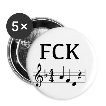 FCK AFD in musical notation - Buttons small 1''/25 mm (5-pack) - white - Front