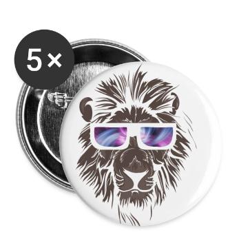 Lion cool avec des lunettes gros chat cadeau lionne - Lot de 5 petits badges (25 mm) - blanc - Devant