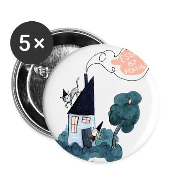 Hexenhaus - Essen ist Fertig - Buttons klein 25 mm (5er Pack) - Weiß - Vorne