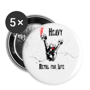 Heavy Metal pour la vie I Vintage I Skull Hellfest - Lot de 5 petits badges (25 mm) - blanc - Devant