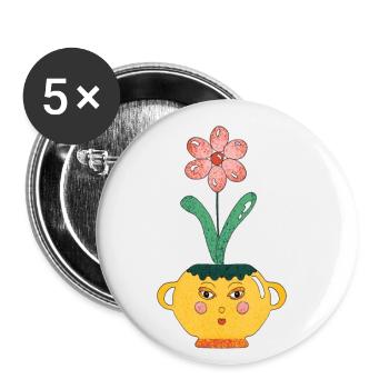 skeptical flower vase - Buttons small 1''/25 mm (5-pack) - white - Front