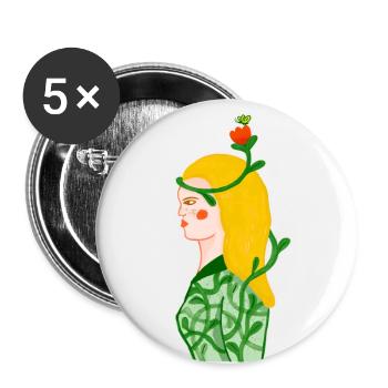 Woman and the nature - Buttons small 1''/25 mm (5-pack) - white - Front