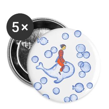 A man and a whale - Buttons small 1''/25 mm (5-pack) - white - Front