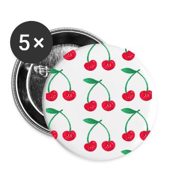 Cherry Love - Buttons small 1''/25 mm (5-pack) - white - Front