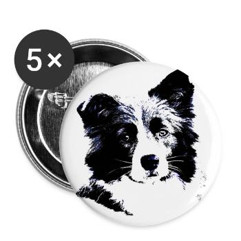 Border Collie - Buttons small 1''/25 mm (5-pack) - white - Front